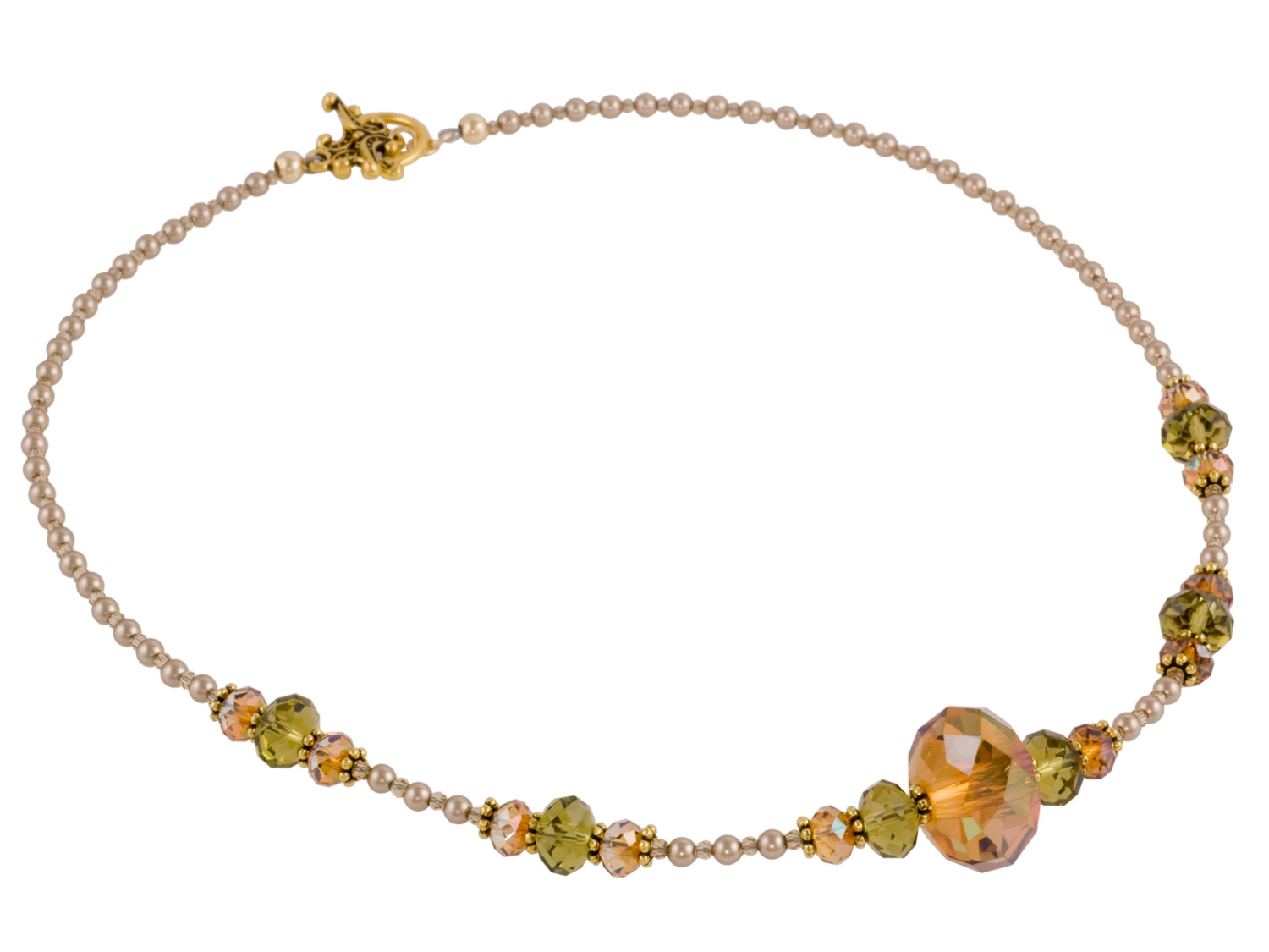 Crysal Copper & Khaki Necklace