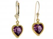 Amethyst Heart Drop Earrings